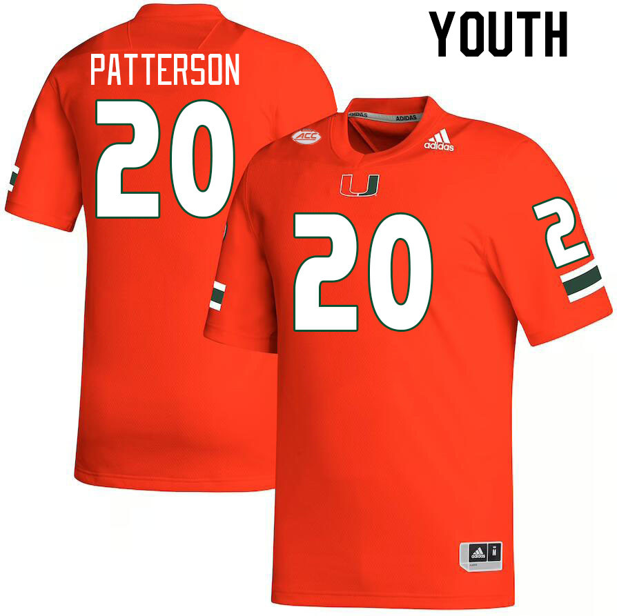 Youth #20 Zaquan Patterson Miami Hurricanes College Football Jerseys Stitched-Orange